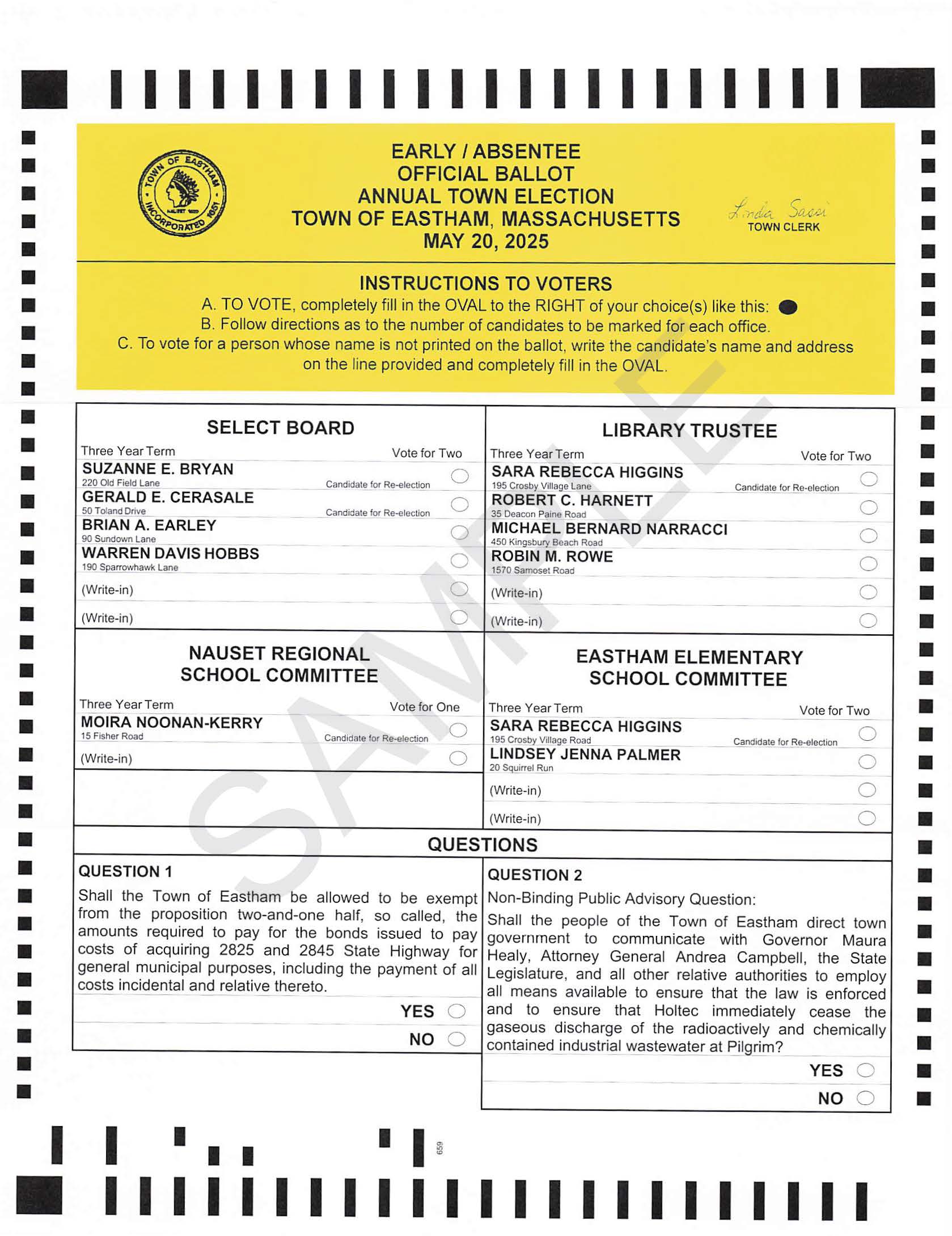 SAMPLE BALLOT