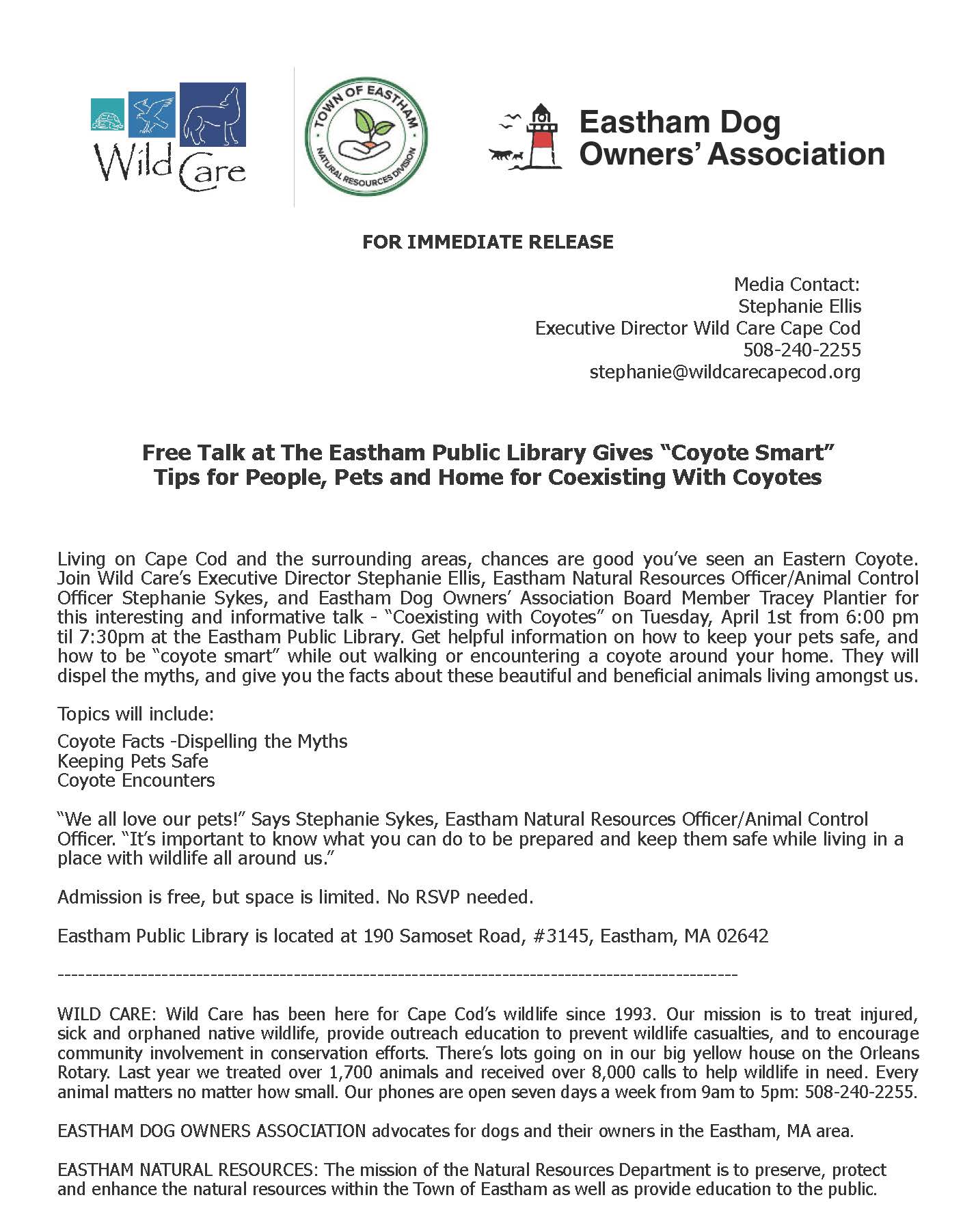 Coexisting with Coyotes 2025 - Wild Care Press Release